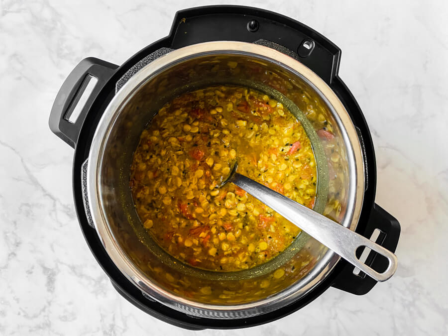 Cooked dal in the Instant Pot.